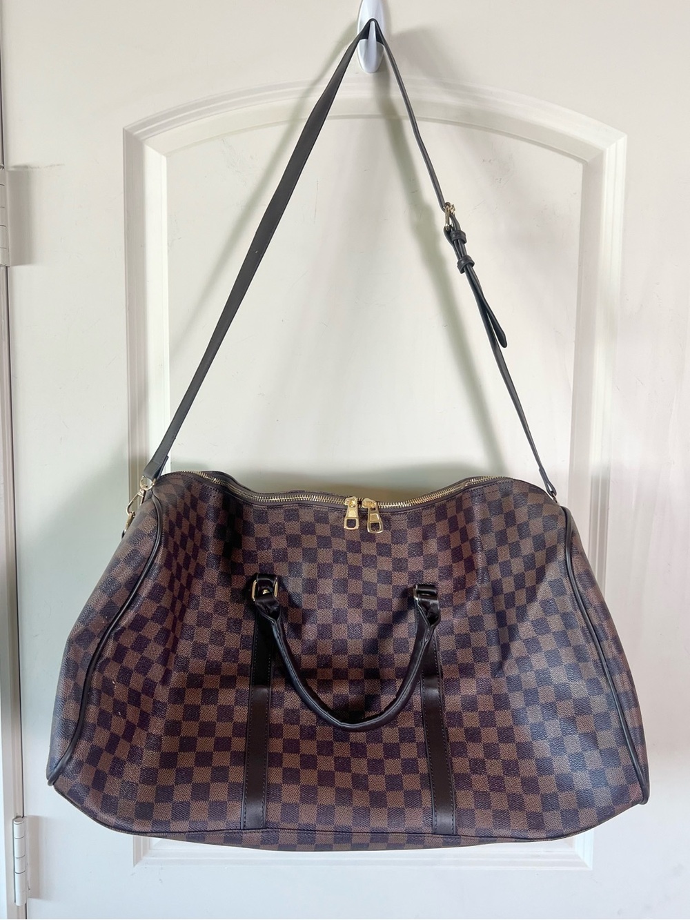 Walmart Richports travel checkered faux leather weekender keepall duffle - Picture 9 of 11
